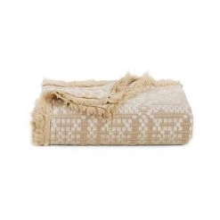 Donna Sharp Grid Oversized Throw Beige